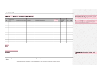 Registry of Complaints about Suppliers - 13485Academy