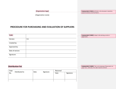 Procedure for Purchasing and Evaluation of Suppliers - 13485Academy