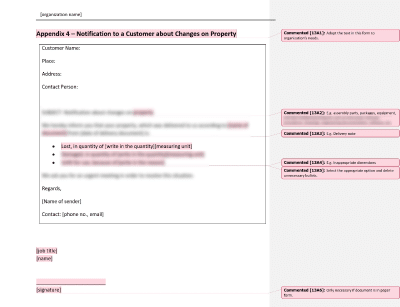 Notification to a Customer about Changes on Property - 13485Academy