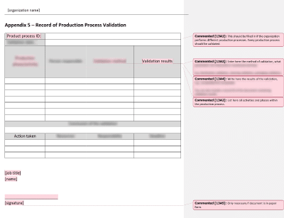 Record of Production Process Validation - 13485Academy