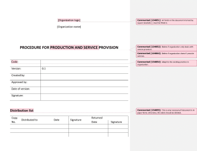 Procedure for Production and Service Provision - 13485Academy