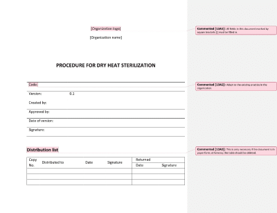 Procedure for Dry Heat Sterilization - 13485Academy