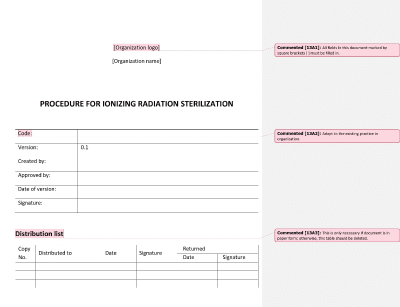 Procedure for Ionizing Radiation Sterilization - 13485Academy