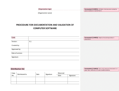 Procedure for Documentation and Validation of Computer Software - 13485Academy