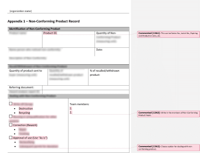 Nonconforming Product Record - 13485Academy