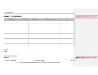 List of Equipment - 13485Academy