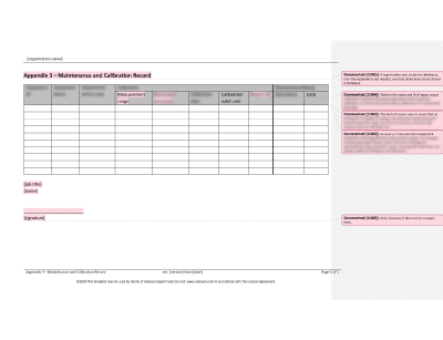 Maintenance and Calibration Record - 13485Academy