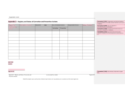 Registry and Status of Corrective and Preventive Actions - 13485Academy