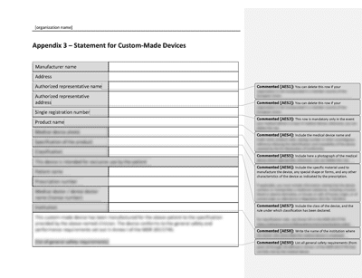 Statement for Custom-Made Devices - 13485Academy