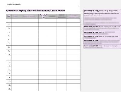 Registry of Records for Retention/Central Archive - 17025Academy