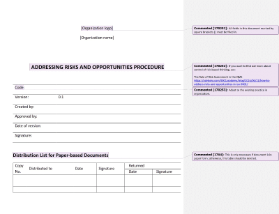 Addressing Risks and Opportunities Procedure - 17025Academy