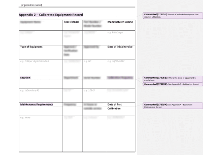 Calibrated Equipment Record - 17025Academy