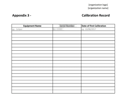 Calibration Record - 17025Academy