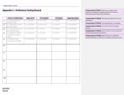 Proficiency Testing Record - 17025Academy