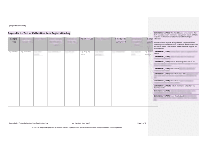 Test or Calibration Item Registration Log - 17025Academy