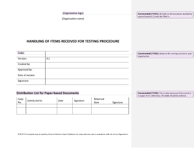 Handling of Items Received for Testing Procedure - 17025Academy