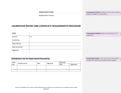Calibration Report and Certificate Requirements Procedure - 17025Academy
