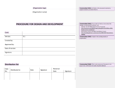 Procedure for Design and Development - 9001Academy