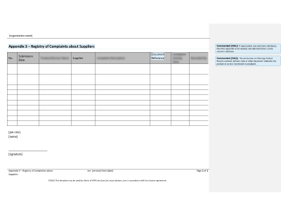 Registry of Complaints about Suppliers - 9001Academy