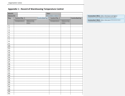 Record of Warehousing Temperature Control - 9001Academy