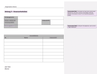 Anwesenheitsliste - 9001Academy
