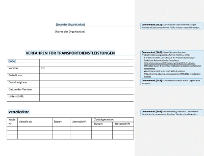 Verfahren für Transportdienstleistungen - 9001Academy