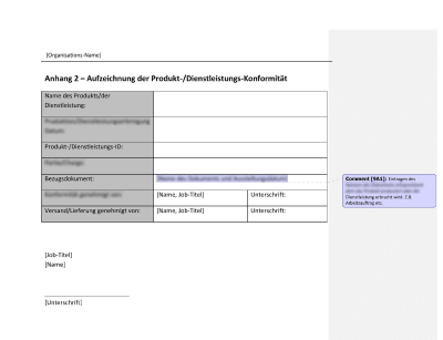 Aufzeichnung der Produkt-/Dienstleistungskonformität - 9001Academy