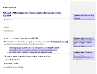 Meldung an Kunden über Änderung an ihrem Eigentum - 9001Academy