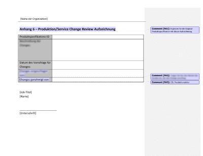 Aufzeichnung der Überprüfung der Produktions/Dienstleistungsänderung - 9001Academy