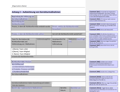 Aufzeichnung von Korrekturmaßnahmen - 9001Academy