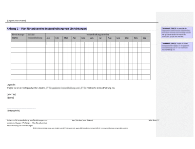 Plan für präventive Instandhaltung von Einrichtungen - 9001Academy