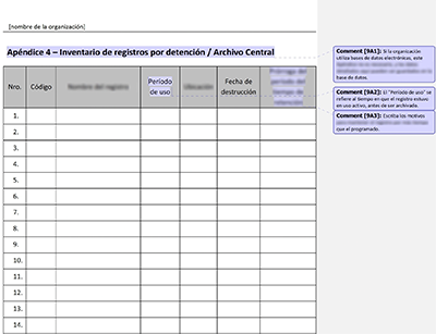 Inventario de registros por detención / Archivo central - 9001Academy