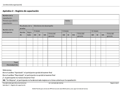 Registro de capacitación - 9001Academy