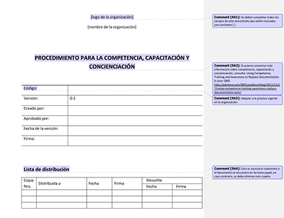Procedimiento para competencia, capacitación y concienciación - 9001Academy