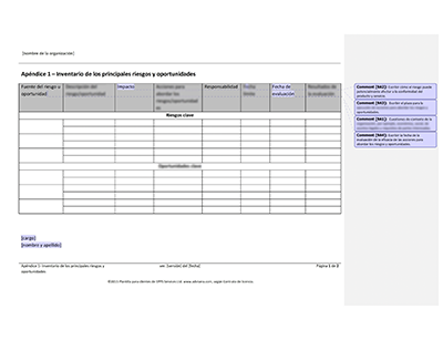 Inventario de los principales riesgos y oportunidades - 9001Academy