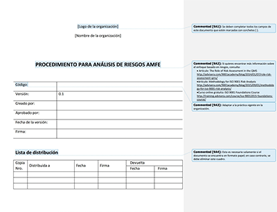 Procedimiento para análisis de riesgos AMFE - 9001Academy