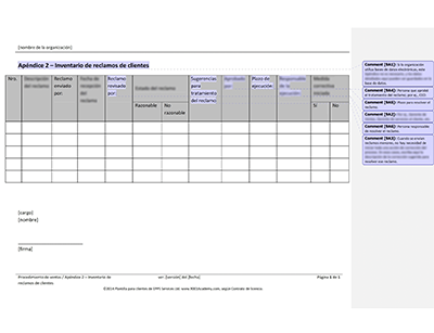 Inventario de reclamos de clientes - 9001Academy