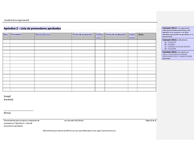 Lista de proveedores aprobados - 9001Academy