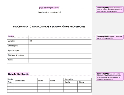 Procedimiento para compras y evaluación de proveedores - 9001Academy