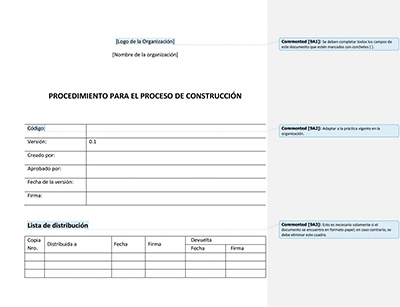 Procedimiento para el proceso de construcción - 9001Academy