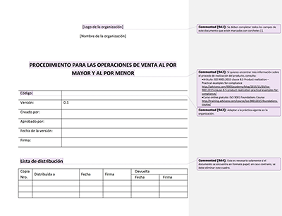 Procedimiento para las operaciones de venta al por mayor y al por menor - 9001Academy