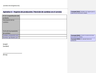 Registro de revisión de cambios en producción/servicio - 9001Academy
