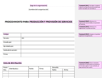 Procedimiento para producción y provisión de servicios - 9001Academy