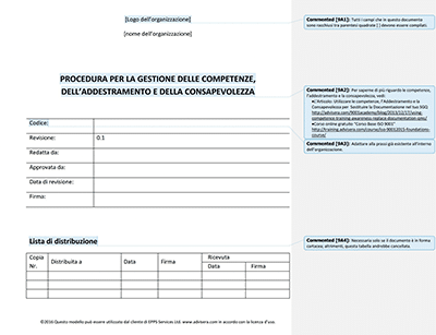 Procedura per la Gestione delle Competenze, dell’Addestramento e della Consapevolezza - 9001Academy