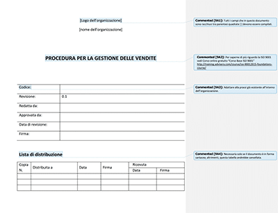 Procedura per la Gestione delle Vendite - 9001Academy