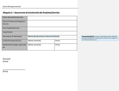 Documento di Conformità del Prodotto/ Servizio - 9001Academy