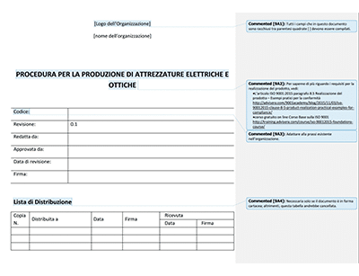 Procedura per la Produzione di Attrezzature Elettriche e Ottiche - 9001Academy