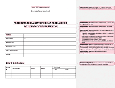 Procedura per la Gestione della Produzione e dell’Erogazione del Servizio - 9001Academy