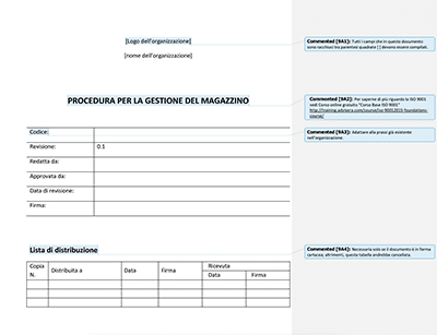 Procedura per la Gestione del Magazzino - 9001Academy