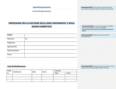 Procedura per la Gestione delle Non Conformità e delle Azioni Correttive - 9001Academy